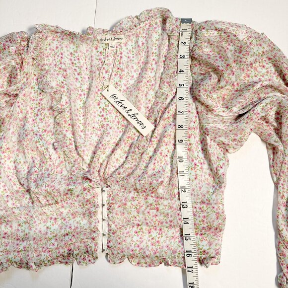 FOR LOVE & LEMONS New Natalie floral-print cropped top Ivory pink Large - Picture 10 of 12